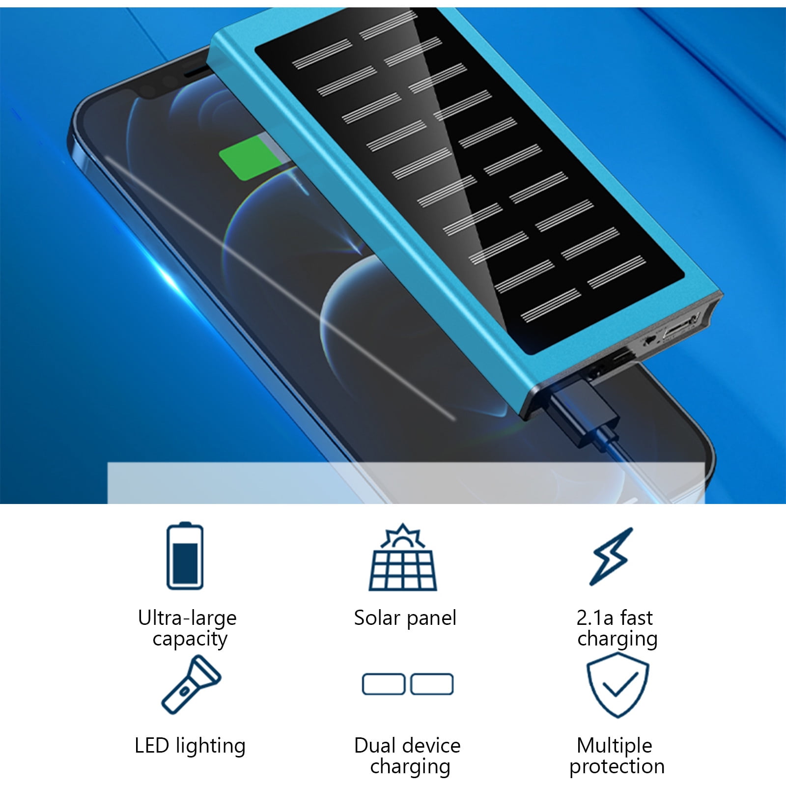 Phone Accessories - Portable Charger 20000mAh,Power Bank Charger Power Bank With 2 USB Outputs,External Battery Pack For Outdoor Activities Smartphones