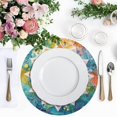 thumbnail image 4 of Ryvnso Geometric Ethnic Flower Round Plate Mats Dining Table Placemat Set of 4 for Holiday Decoration, 4 of 7