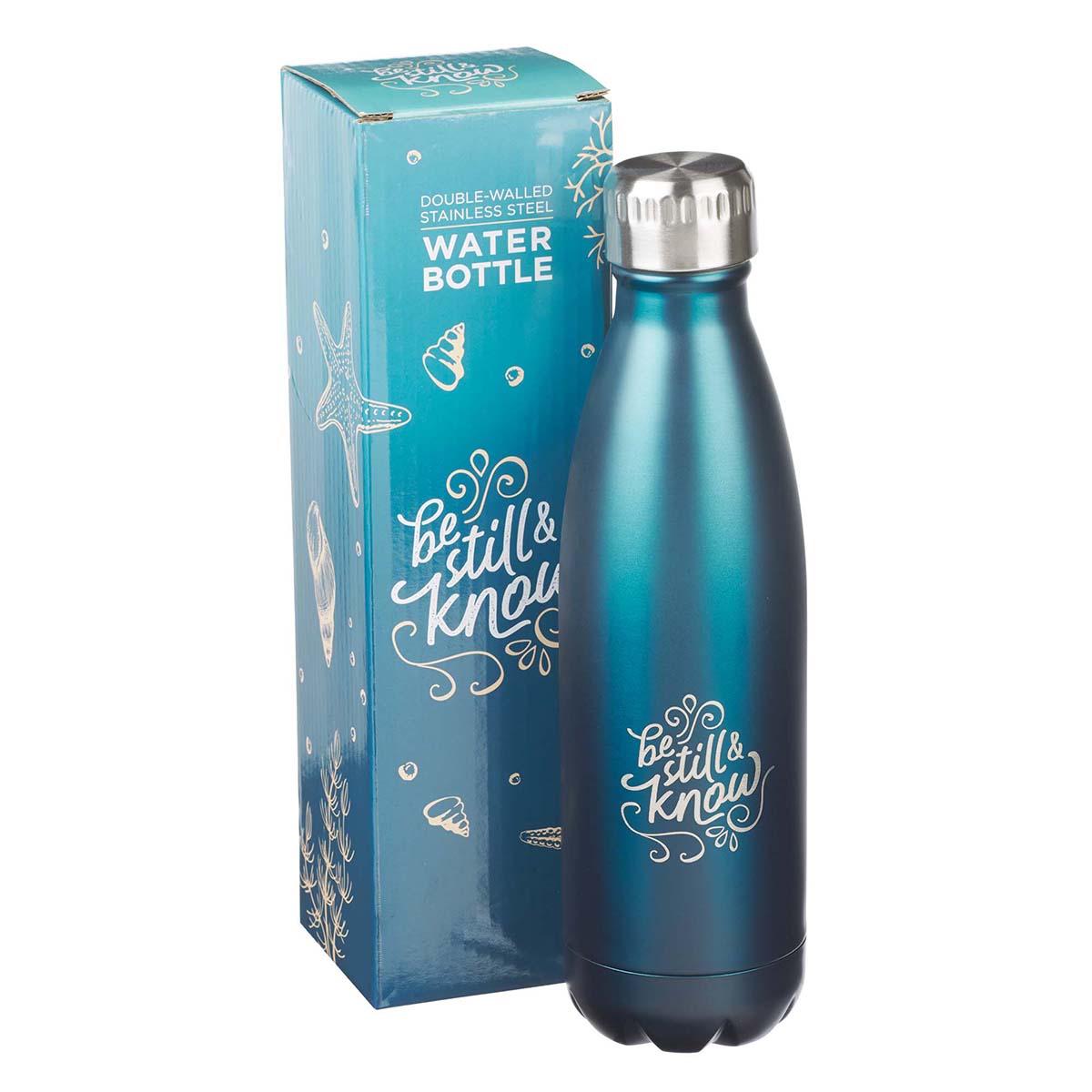 Be Still & Know Frosty Blue Stainless Steel Water Bottle - Psalm 46:10 