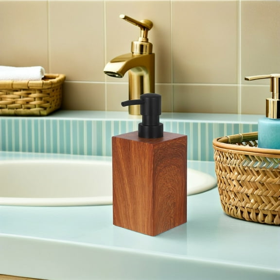 TABLZONE 500ml Light Brown Resin Hand Soap Pump Dispenser with Elegant Design, Hotel Friendly for Shampoo and Soap