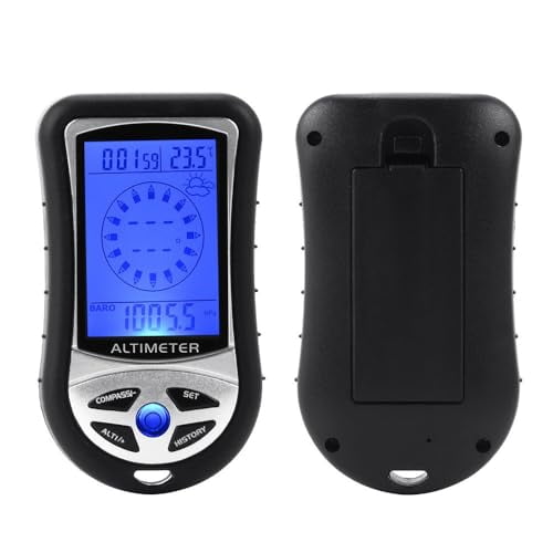 Topyond Multi-Functional Electronic Altimeter, Digital Altimeter Barometer, Blue LED Backlight Meter, Essential for Outdoor Climbing, Hiking, Hunting, Camping and Travel