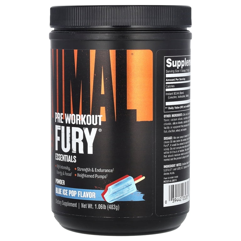 Universal Nutrition, Animal Fury¬Æ Pre Workout, 1.06 lbs, Blue Ice