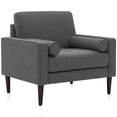 thumbnail image 6 of BELLEZE Erik Accent Chair Tufted Linen with Bolster Pillows, Grey, 6 of 7