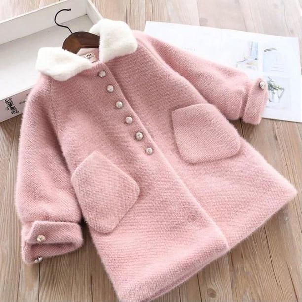 Abrigo acolchado grueso de terciopelo de visón de invierno para niñas, ropa de invierno de estilo occidental, abrigo de lana de estilo de longitud media para niños