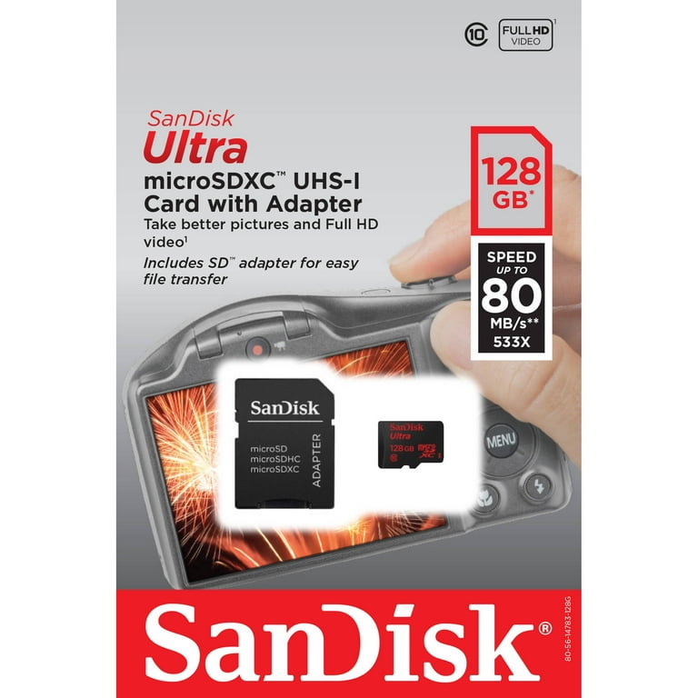 SanDisk Ultra 128 GB MicroSDHC Class 10/UHS-I Memory Card