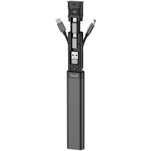 Budi 9-in-1 Essential Travel Charging & Data Sync Cable Stick - Black