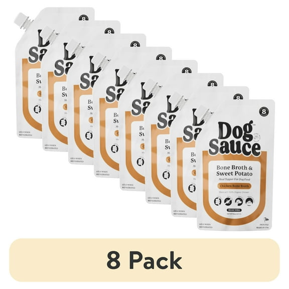 (8 pack) DogSauce Chicken Bone Broth & Sweet Potato Meal Topper for Dogs, 8 oz