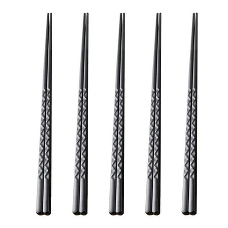 

BESTONZON 5 Pairs Reusable Chopsticks Non-slip Luxury Japanese Style Chopsticks Hexagonal Chopsticks (24cm Pointed Wave Pattern)