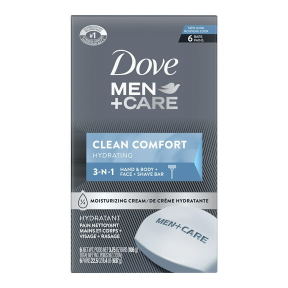 Dove Men Care Body and Face Bar Clean Comfort 3.75 oz, 6 Bar