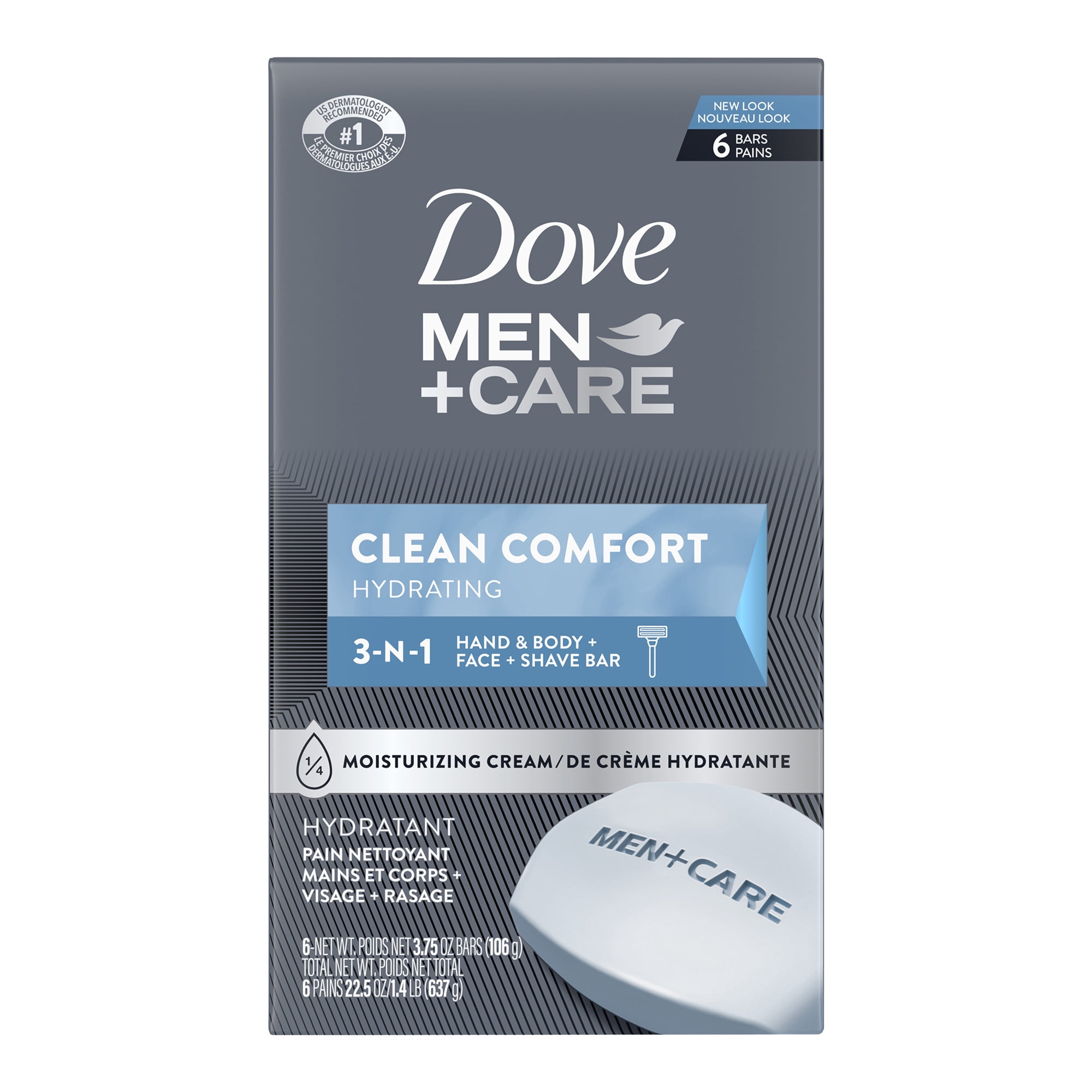 Dove Men+Care Body and Face Bar Clean Comfort 3.75 oz, 6 Bar