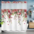 thumbnail image 6 of Valentine's Day No Hooks Shower Curtain with Snap-in Liner Romantic Watercolor Red Pink Roses Floral Leaf Love Heart Shower Curtains for Bathroom, Waterproof, Easy Install, Washable 72"x72", 6 of 9