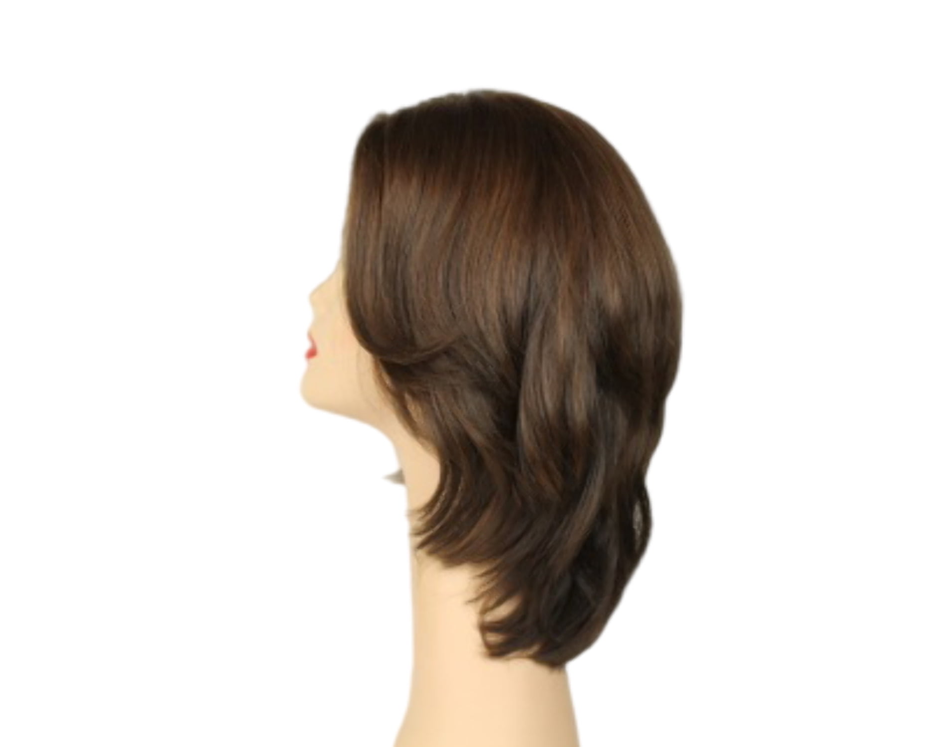 European Human Hair Freeda Wig Shlomit Brown With Warm Highlights Skin Top Size M