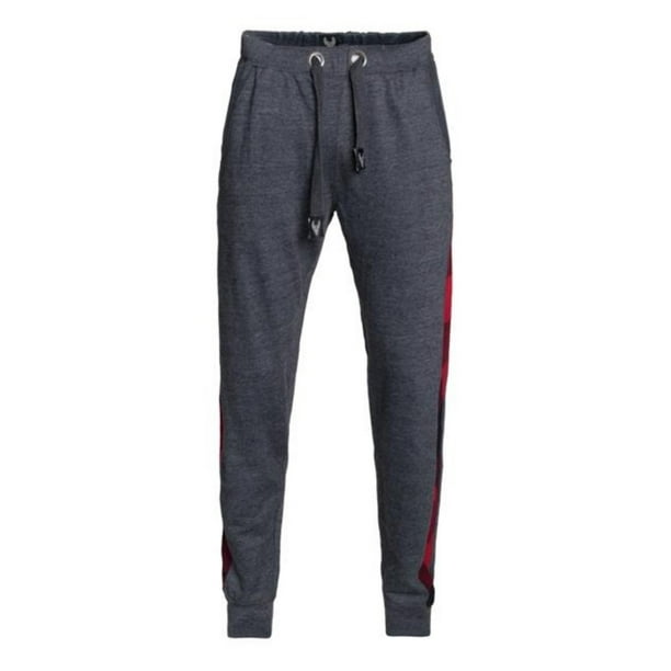 Hawks Bay - Hawks Bay Men's Jogger Sweat Pants Flannel Side Stripe Elastic Waist Cuffed Casual