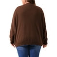 thumbnail image 3 of Agnes Orinda Women's Plus Size Long Sleeves Button Down Crew Neck Knit Sweater Cardigan 3X Dark Brown, 3 of 6