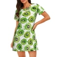 thumbnail image 1 of Vsdgher Chemise de Nuit à Manches Courtes pour Femmes Motif Kiwi Verte Col Rond Mignonne Robe de Nuit à Volants Confortable, 1 of 6