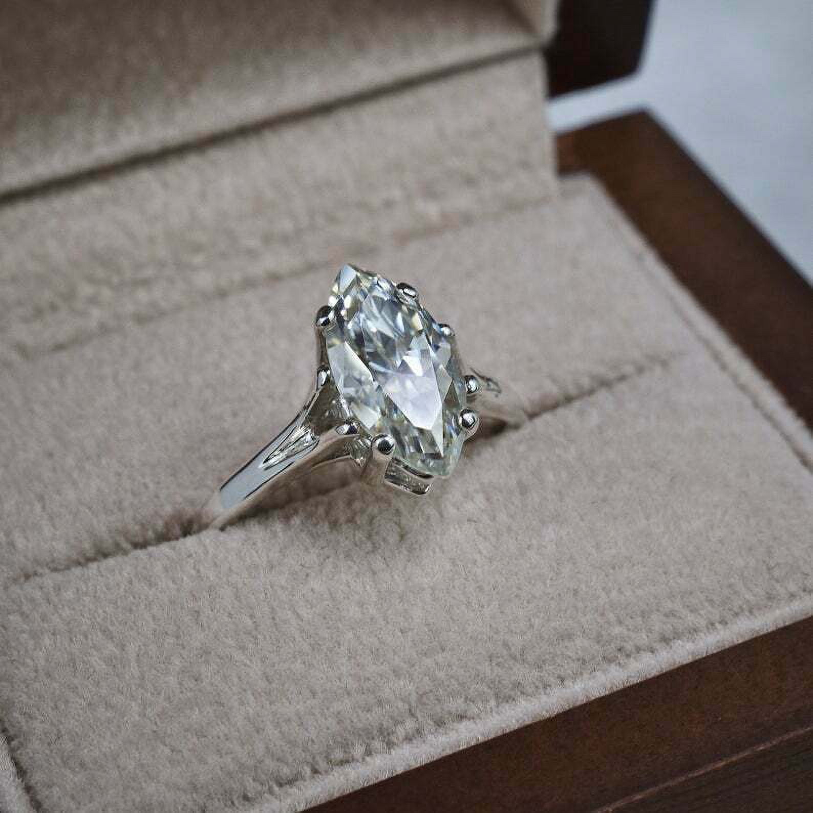 HeartsAndYou 2ct Marquise Cut Moissanite Engagement Ring for Women Classic Solitaire 18k White Gold over Silver