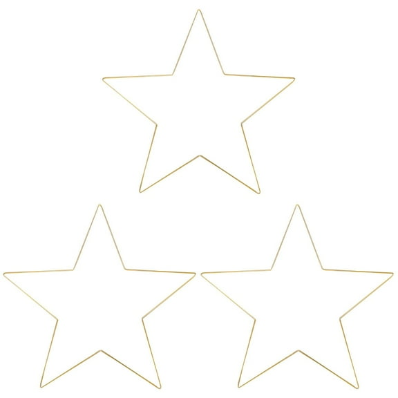 Masteelf 3pcs 30CMx3MM Metal Stars Frame Hangable Wall Decoration Glazing Pentagram Shaped Wall Art Ornament Window Decor for Home Shop Part (Golden)