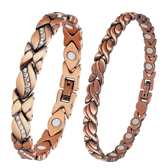 Wollet Women's Copper Magnetic Bracelet Jewelry Set