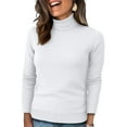 thumbnail image 2 of Turtleneck Sweaters for Women - Oversized Fall Winter Long Sleeve Soft Dressy Casual Knit Pullover Tops 2025 White M, 2 of 5