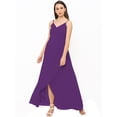thumbnail image 2 of eloria Women's Georgette Summer Casual Split V Neck Sleevless Long Dress With Tie, Color : Violet | Size : XS, 2 of 6