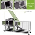 thumbnail image 3 of Aivituvin 2-Story Rabbit Hutch Indoor Large Bunny Cage with Chew-Proof Ramp - Wooden Rabbit Cage Outdoor with 6 Lockable Caster Wheels & Dual Pull-Out Trays for Rabbits, 62"L x 22.6"W x 33.5"H (Grey), 3 of 6