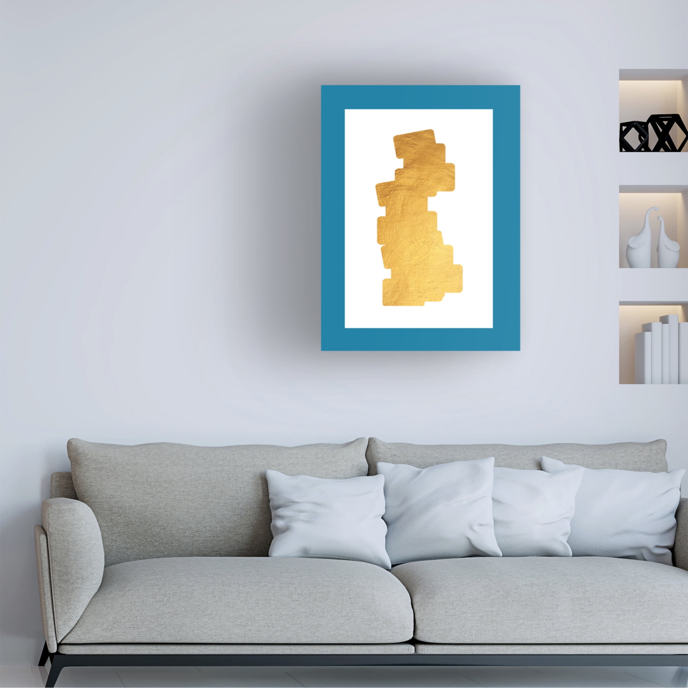 Canvas Wall Art - NUMA Art 'Golden Dominos' Wall Art for Living Room, Bedroom, or Office Décor by Trademark Fine Art - 24 x 32 Inches