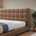 thumbnail image 4 of Claire Vegan Leather Upholstered Platform Queen Bed in Tan, 4 of 5