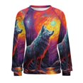 thumbnail image 7 of Colorful Lone Wolf Womens Casual Crewneck Sweatshirt Long Sleeve Tops Cute Pullover Loose Fit, 7 of 7