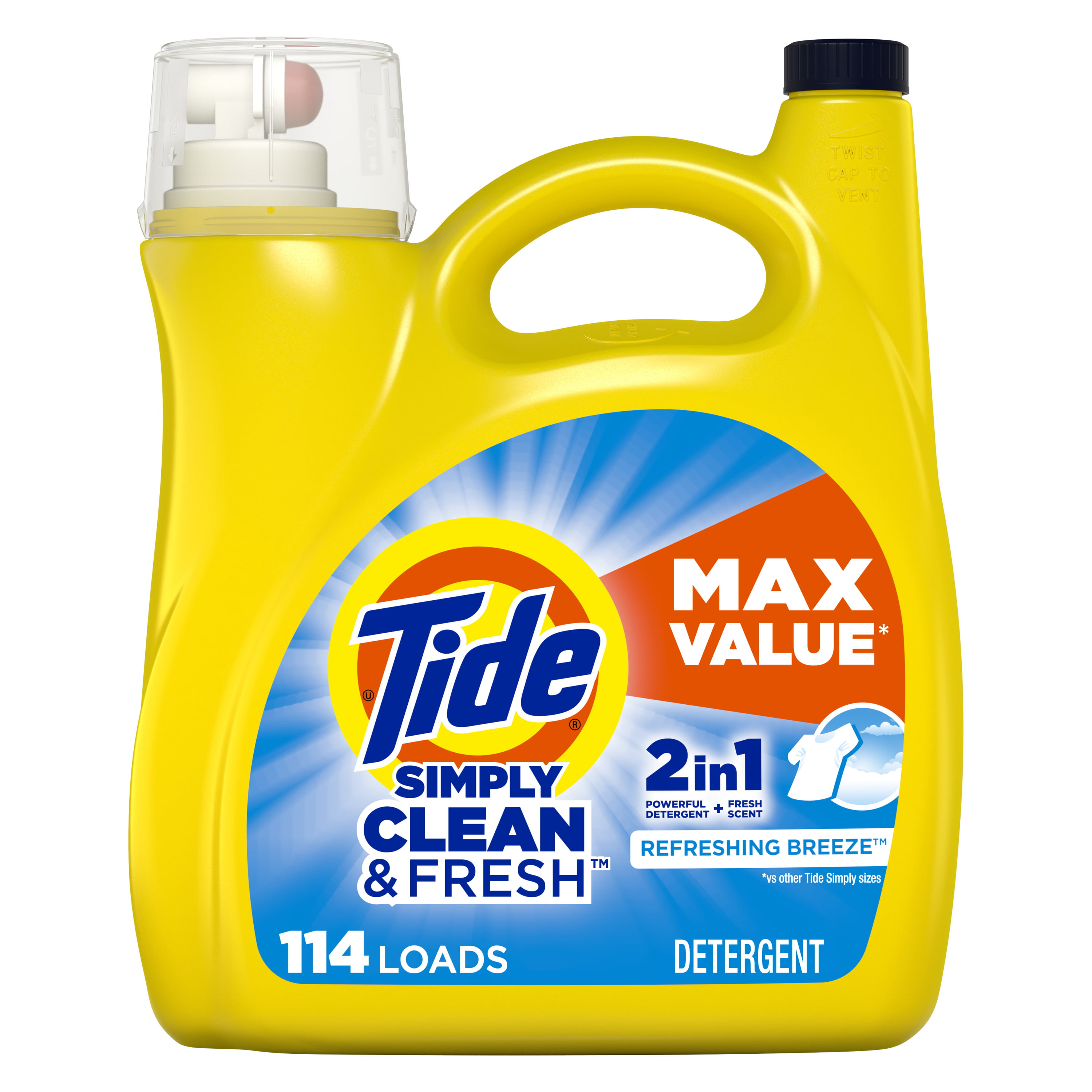 Tide Simply Clean & Fresh Liquid Laundry Detergent, Daybreak Fresh, 114  loads, 165 fl oz - Walmart.com