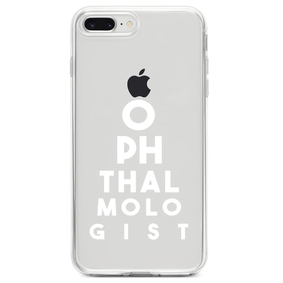 DistinctInk Clear Shockproof Hybrid Case for iPhone 7 PLUS / 8 PLUS (5.5" Screen) TPU Bumper Acrylic Back Tempered Glass Screen Protector - Ophthalmologist Eye Chart