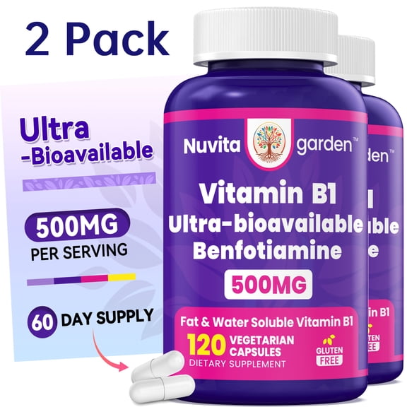 Benfotiamine 500mg, 240 Capsules - Gluten Free, Non-GMO, and Vegetarian Friendly Fat Soluble Vitamin B1