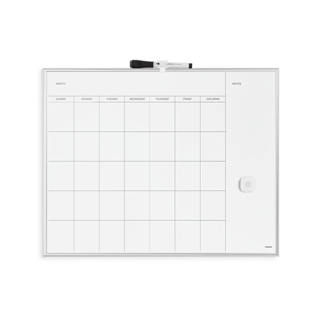 Calendario magnético de borrado en seco, pizarra blanca U Brands, 60 x 43 cm