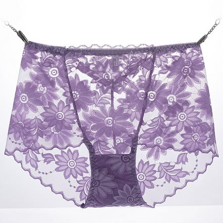 Womens Panties Decent Coverage: Lace Triangle Seamless High Waist Large Size Panties No Wedgie High Waisted Underwear