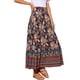 thumbnail image 4 of Falda larga bohemia de cintura alta con volantes para mujer Inspire Chic, floral, azul oscuro, tamaño L, 4 of 6