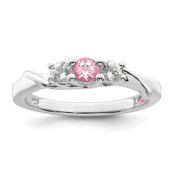 10k White Gold Ring with Stones Topaz 0.43 ct Survivor Collection Rhodium-plated and Pink Swarovski Joanna