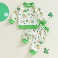 thumbnail image 2 of CAICJ98 Toddler Baby Boy St Patricks Day Outfit Cute Clover Print Long Sleeve Sweatshirt Elastic Pants Infant Spring Clothes (Green,2-3 Years), 2 of 7