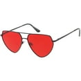 thumbnail image 2 of Oversize Metal Aviator Sunglasses Crossbar Slim Arms Color Tinted Lens 61mm (Black / Red), 2 of 4