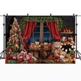 thumbnail image 1 of Mocsicka-telón de fondo de Navidad para niños, árbol de Navidad, corona de ventana, bosque de invierno, Fondo de fotografía para estudio fotográfico, 1 of 4