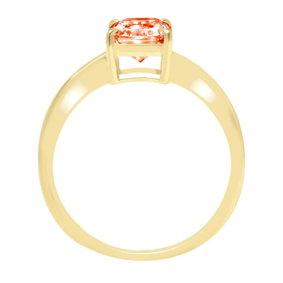 1 ct Radiant Cut Simulated Red Diamond Solitaire Engagement Ring for Women in 18K Yellow Gold