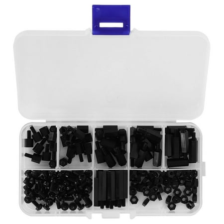 

180-piece Set with Male/Female Standoffs Black M3 Nylon Screw Nut Kit