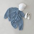 thumbnail image 2 of TOWED22 Toddler Baby Girl Boy Clothes Fall Winter Outfits Long Sleeve Sweatshirt and Pants Set Zip Shirt Pants Sets 2pcs Casual Clothing(Light Blue,3-6 M), 2 of 4