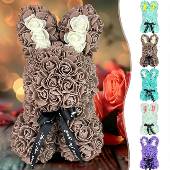Rose Bunny for Valentine's Day, Handmade Flower with Gift Boxes Birthday for Mother's Day, Christmas Day, Thanksgiving Day, Party, Anniversary
