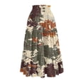 thumbnail image 5 of Yucgh Women's High Waisted Midi Skirt with Drawstring, Floral Pleated Tiered Summer Skirt, Lightweight Flowy Beach Skirt for Casual Wear,Khaki,XL, 5 of 5