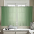 thumbnail image 4 of Green Ombre Semi Sheer Curtains 45 Inch Length 2 Panels Set, Modern Gradient Abstract Art Sheer Kitchen Curtain Privacy Voile Window Curtain for Living Room Bedroom Rod Pocket Drapes, 4 of 7