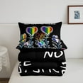 thumbnail image 5 of Rainbow Love Comforter Set Queen Size,Peace Theme Quotes Bedding Set 3Pcs Adult Room Decor,Abstract Floral Leaves Quilt Set Black Reversible Duvet Insert,2 Pillowcases, 5 of 7