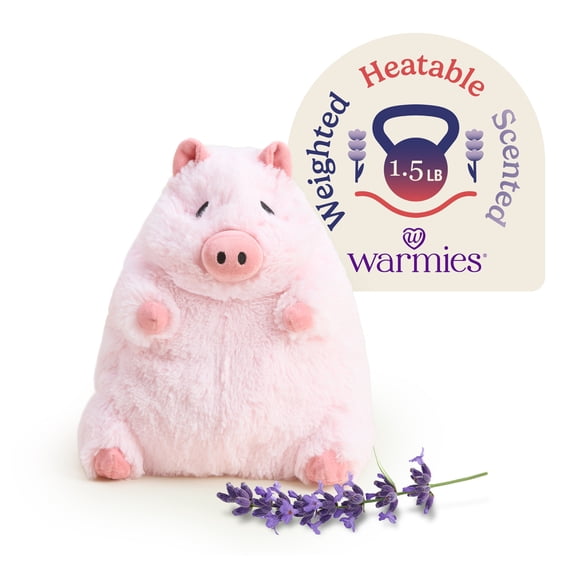 Warmies Prosperity Pig Stuffed Animal, Microwavable Heated & Weighted Plushie - Lavender Scented Cozy Plush Toy for Warmth & Comfort - Cute Soft Plush for Adults & Children