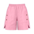 thumbnail image 4 of HBYJLZYG Women's Elastic Waist Shorts with Side Button Details and Large Patch Pockets, Casual Cotton Linen Blend Summer Shorts for Vacation and Daily Wear, 4 of 6