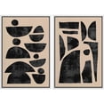 thumbnail image 2 of PixonSign Framed Wall Art Set Retro Geometric Mid-Century Semi-Circle Polygons Variety Abstract Shapes Canvas Prints Cozy Neutral Minimal Decorative Bohemian for Home Decoration - 24"x36"x2 White, 2 of 5