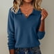 thumbnail image 1 of AUNVITO Women's V-Neck Slim Fit Long Sleeve Knit Sweater with Lightweight Comfort, 1 of 8
