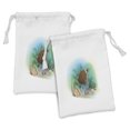 thumbnail image 1 of Ocean Fabric Pouch Set of 2, Sea Turtle Swims in the Ocean Tropical Underwater World Aquarium Illustration Print, Drawstring Bag for Toiletries Masks and Favors, 9" x 6", Green Brown, by Ambesonne, 1 of 2